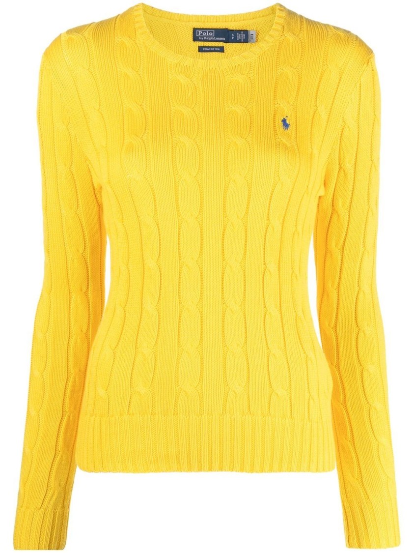 Polo Ralph Lauren Cable-knit Cotton Crewneck Sweater In Orange