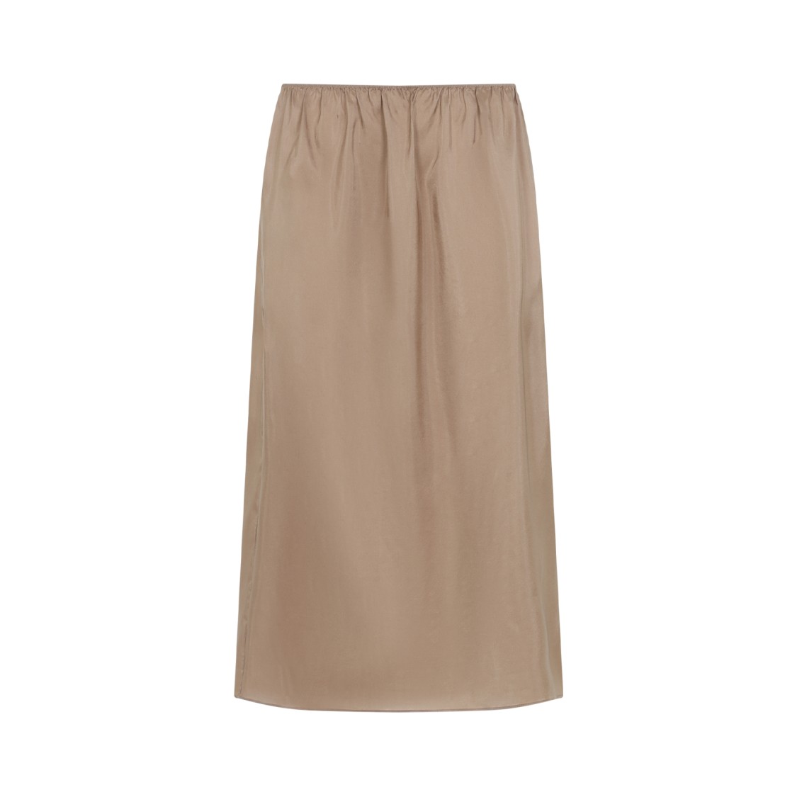 Carven Fawn Brown Silk Midi Skirt