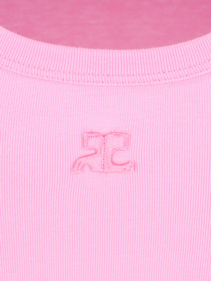Shop Courrèges Cut-out Design Pink Cotton T-shirt