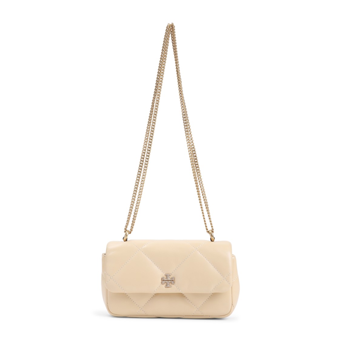 Tory Burch Vanilla Cream Cow Leather Kira Diamond Mini Bag In Neutrals
