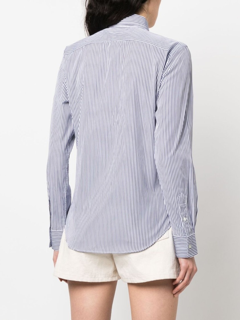 Shop Polo Ralph Lauren Tailored White And Bordeaux Striped Shirt In Blue