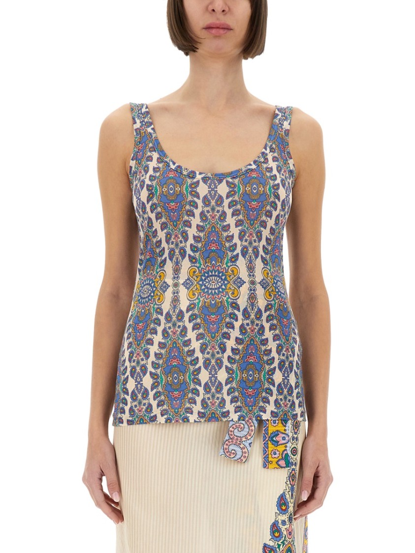 Etro Print Sleeveless Top With Scoop Neckline In Multicolor