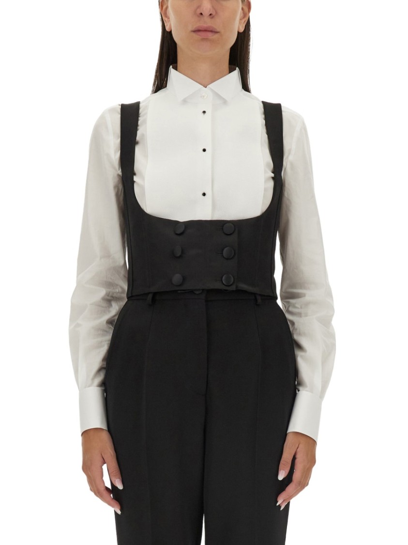 Dolce & Gabbana Double-breasted Tuxedo Vest In Black