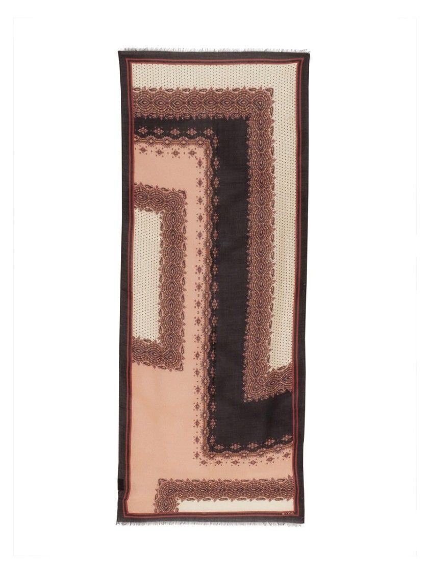 Etro Intricate Print Scarf In Wool-cashmere-silk Blend