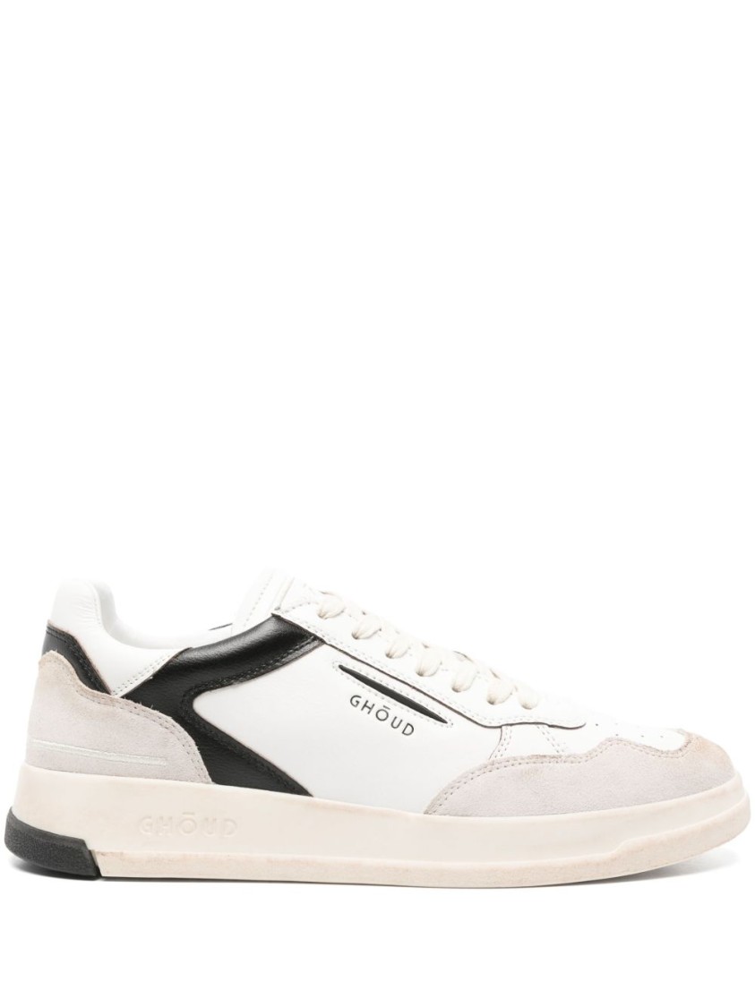Ghoud Black Sneakers With Calfskin And Suede Accents In White