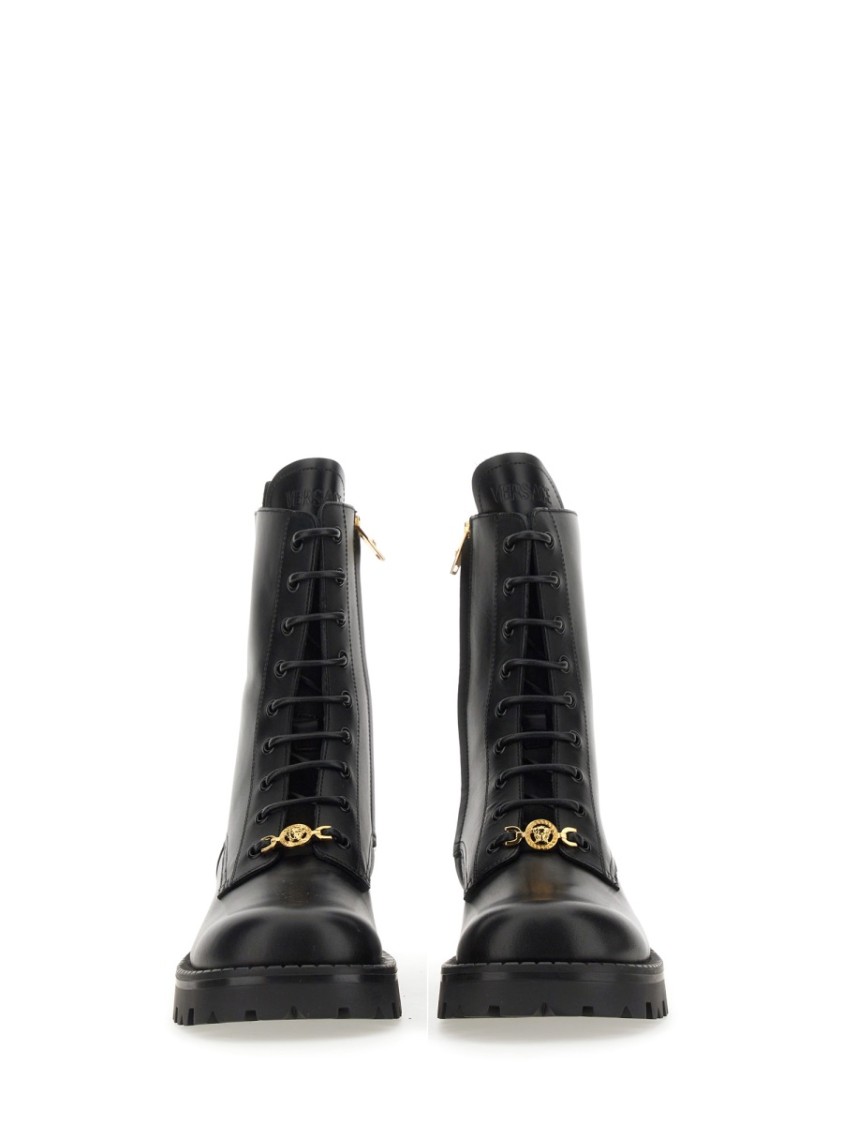 Versace Vagabond Lace-up Army Boots In Black