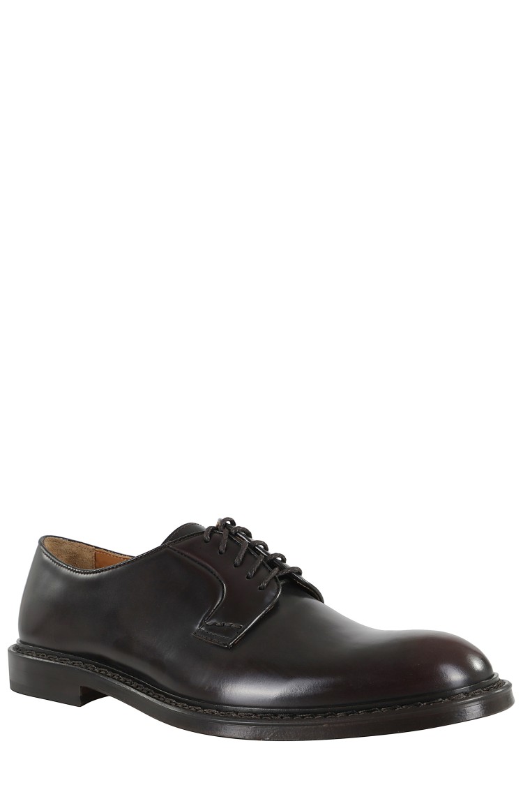 Doucal's Derby Lace-ups In Dark Brown Leather
