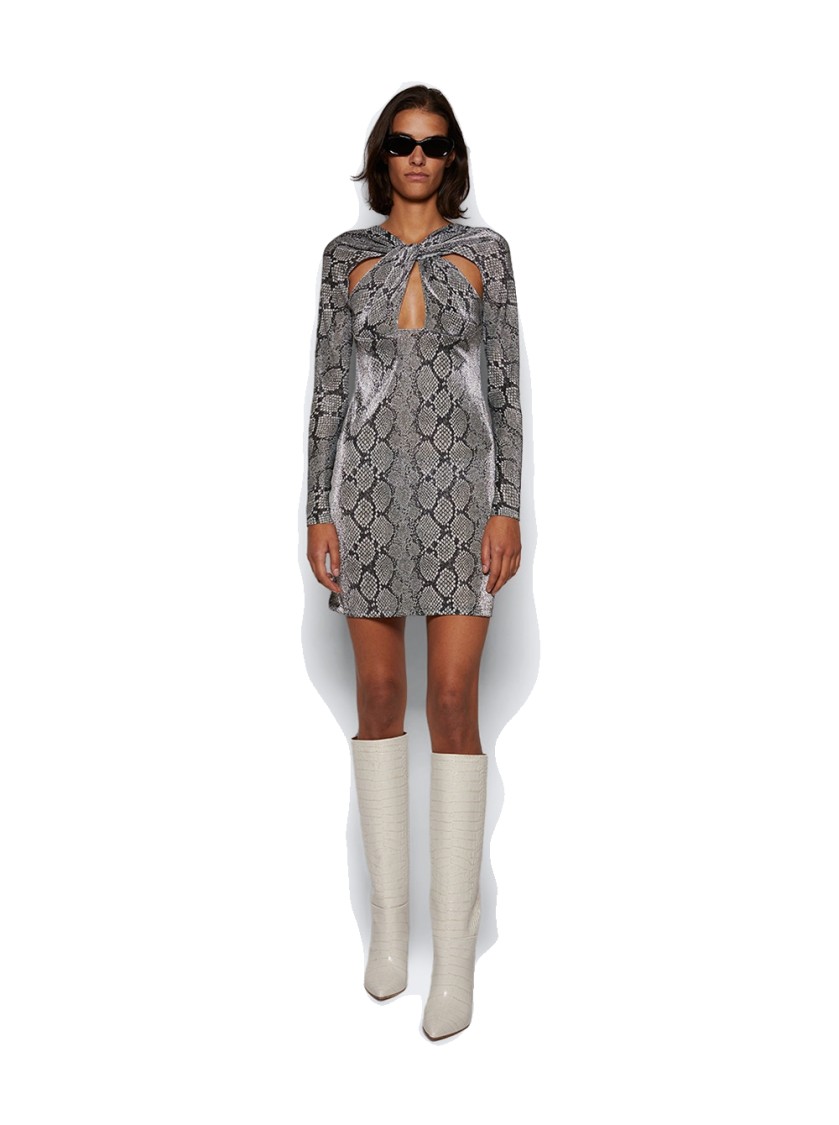 Coperni Twisted Cut-out Jersey Dress Snake Print In Black