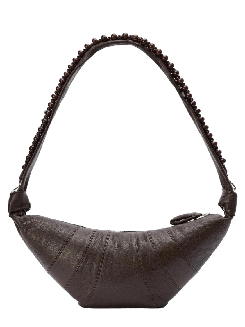 Lemaire Pearls Medium Croissant Bag In Black