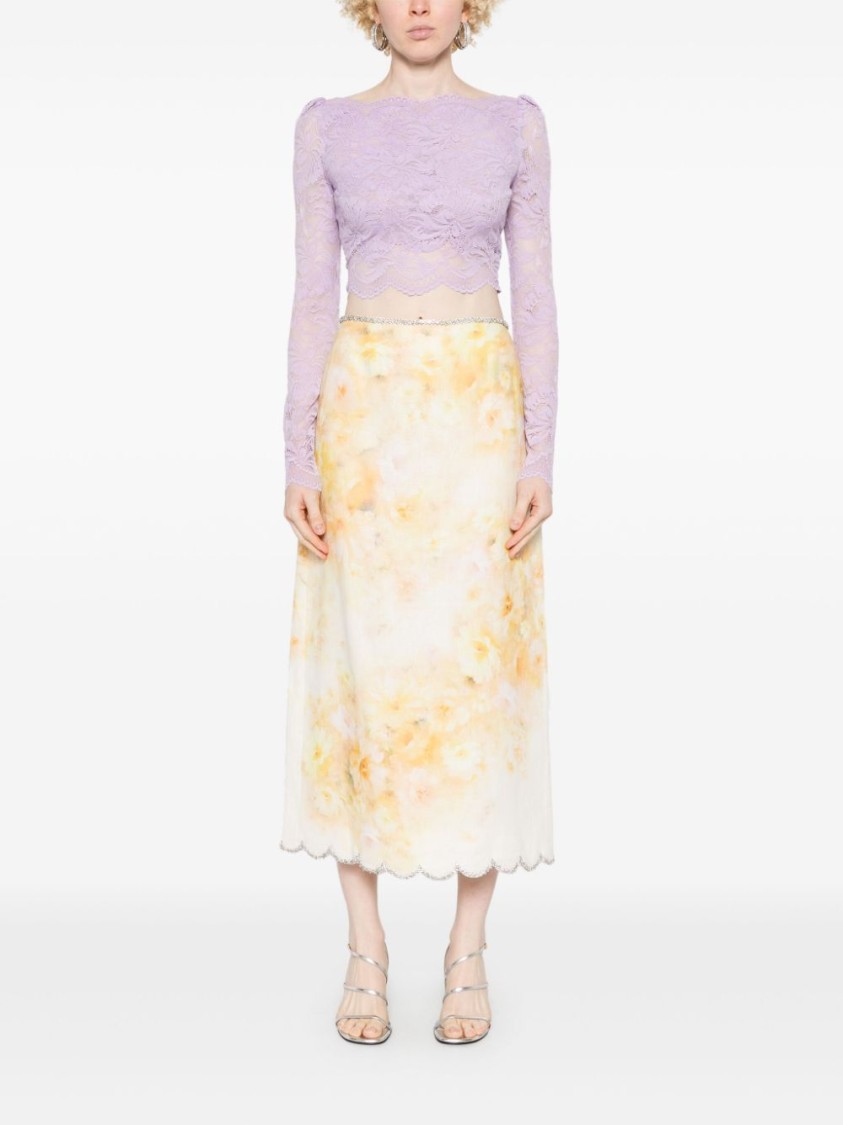 Zimmermann Women Printed Linen Crush Skirt In Yellow