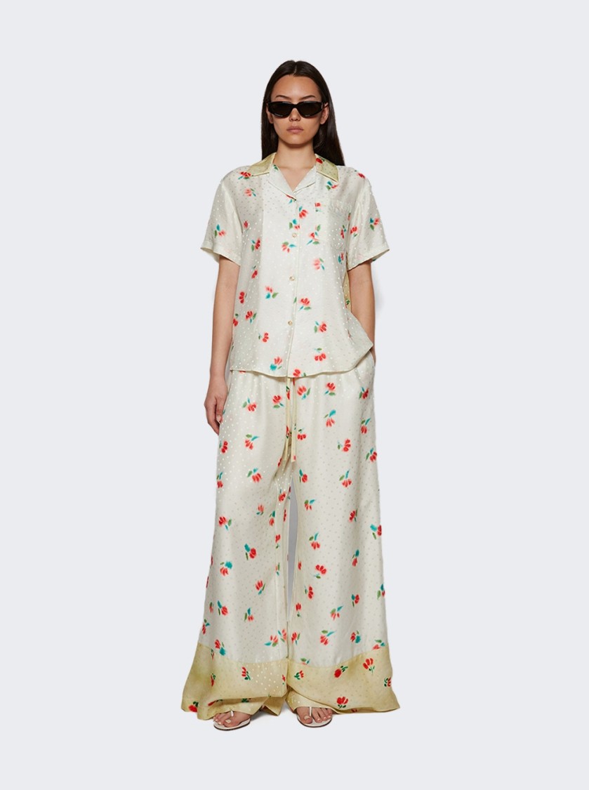 Rosie Assoulin Relaxed Fit Trousers In Tuplid Jacquard With Floral Pattern