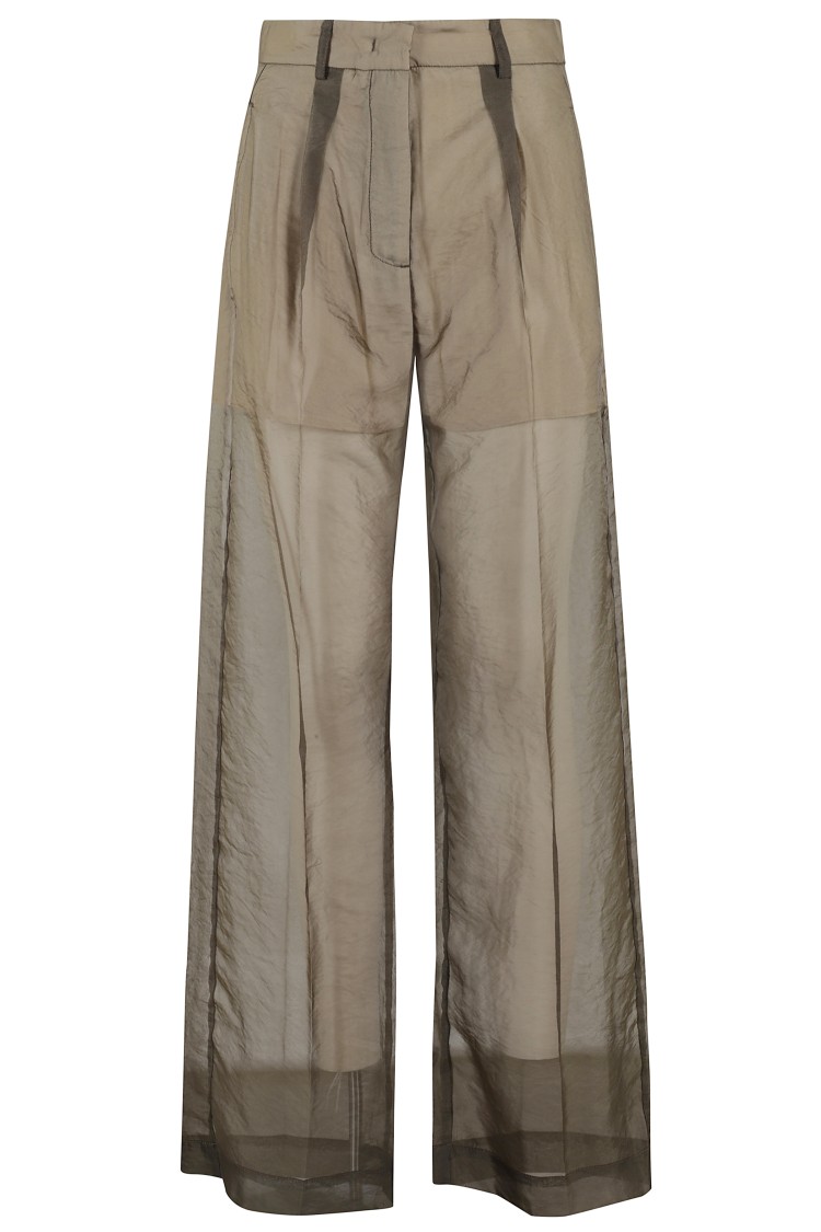 TELA TELA FLOWING GREEN TROUSERS WITH SHEER OVERLAY