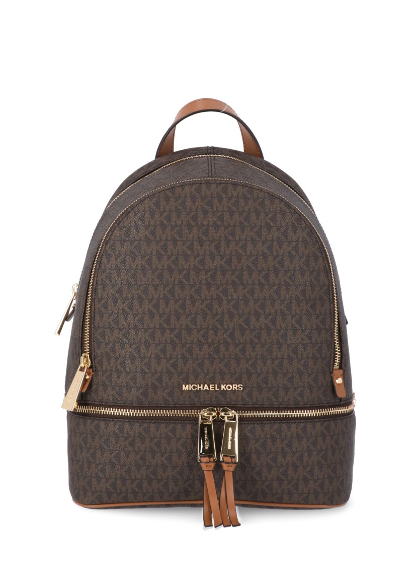 Michael Michael Kors Rhea Logo Monogram Medium Backpack In Brown