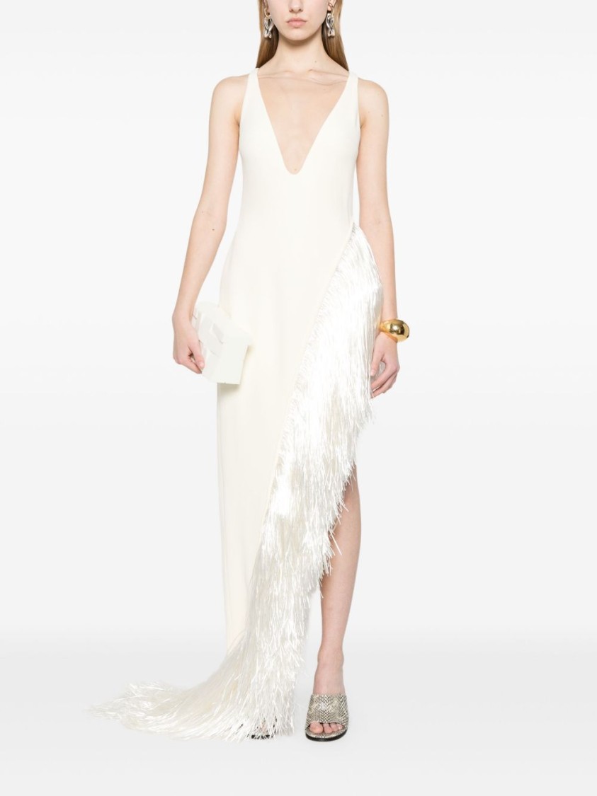 David Koma Asymmetric Evening Dress With Tulle Insert