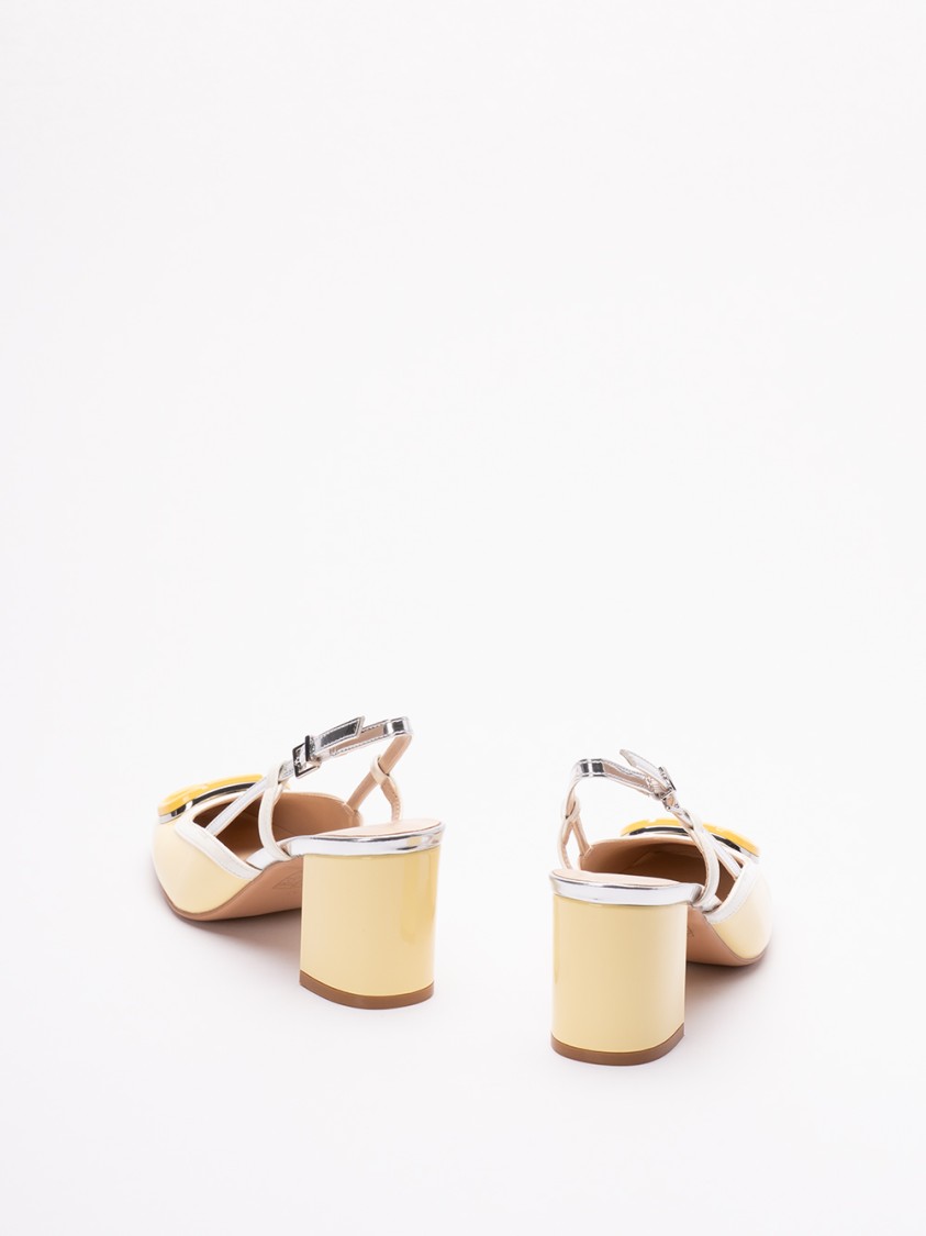 Twinset Twin-set Pointed Toe Slingbacks With Heel In Yellow