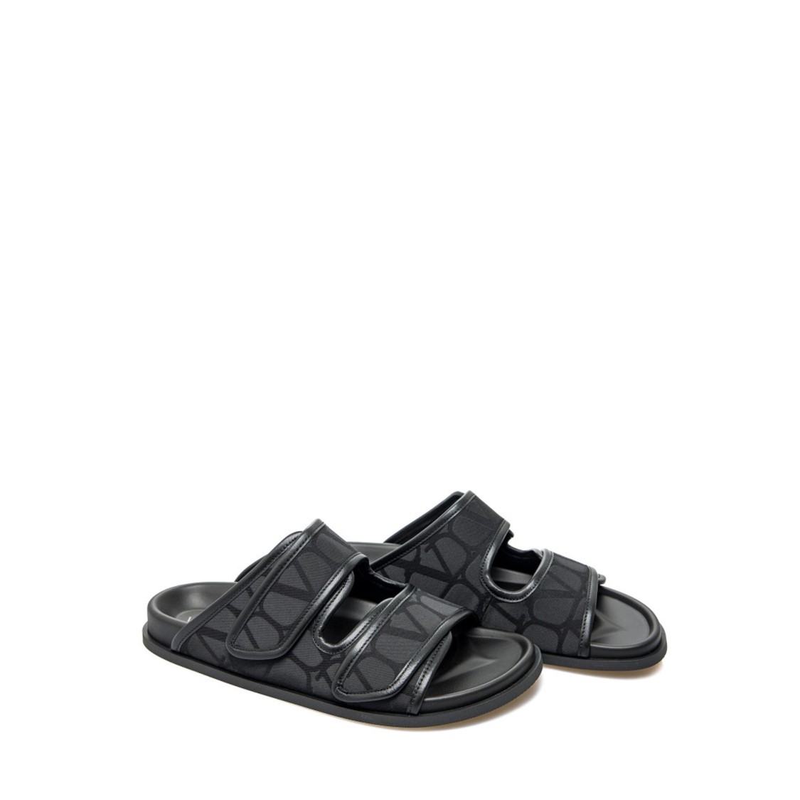 Valentino Toile Iconographe Flat Sandals In Black