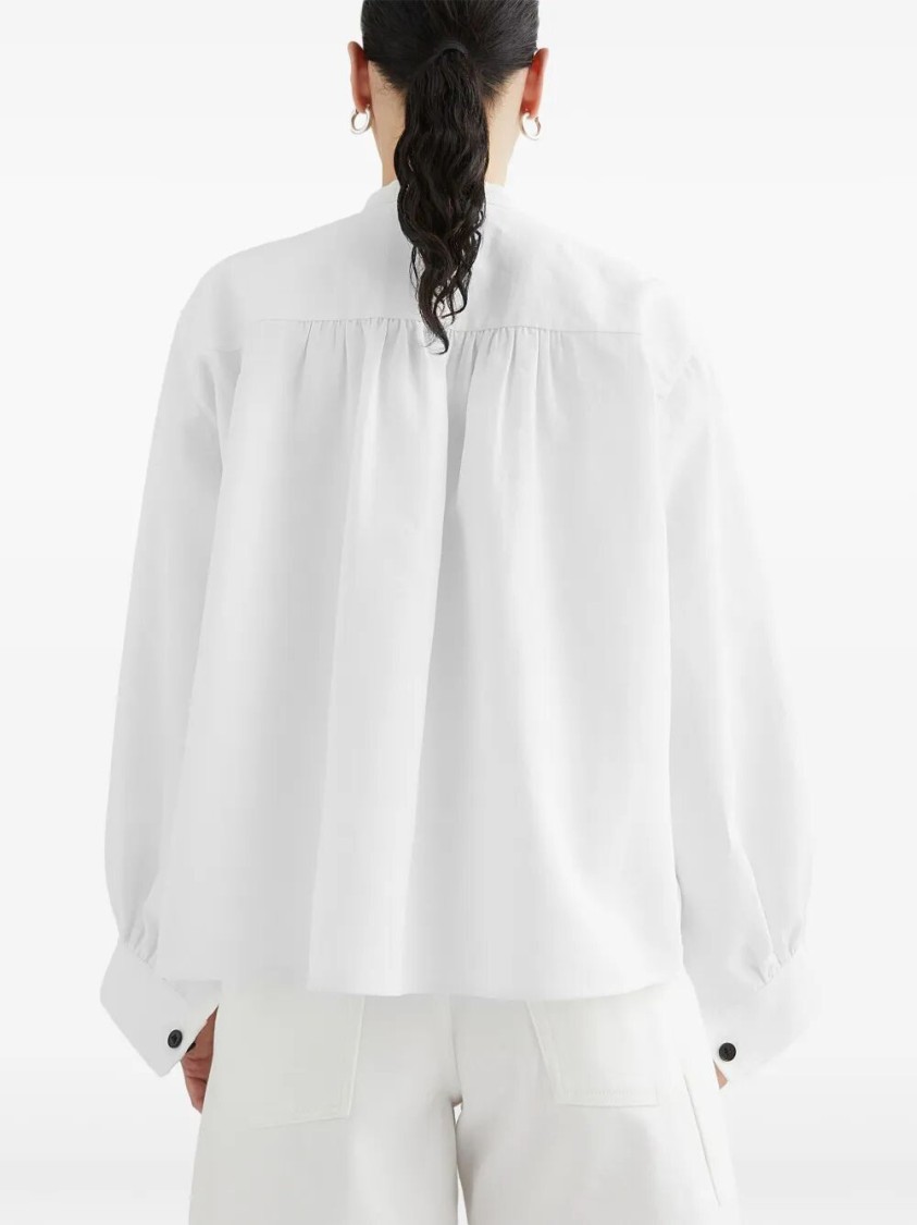 Shop Jil Sander Relaxed-fit Linen Top With High Neckline