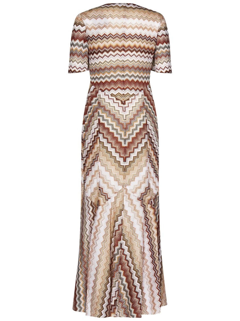 Shop Missoni Flared Brown And Beige Maxi Dress