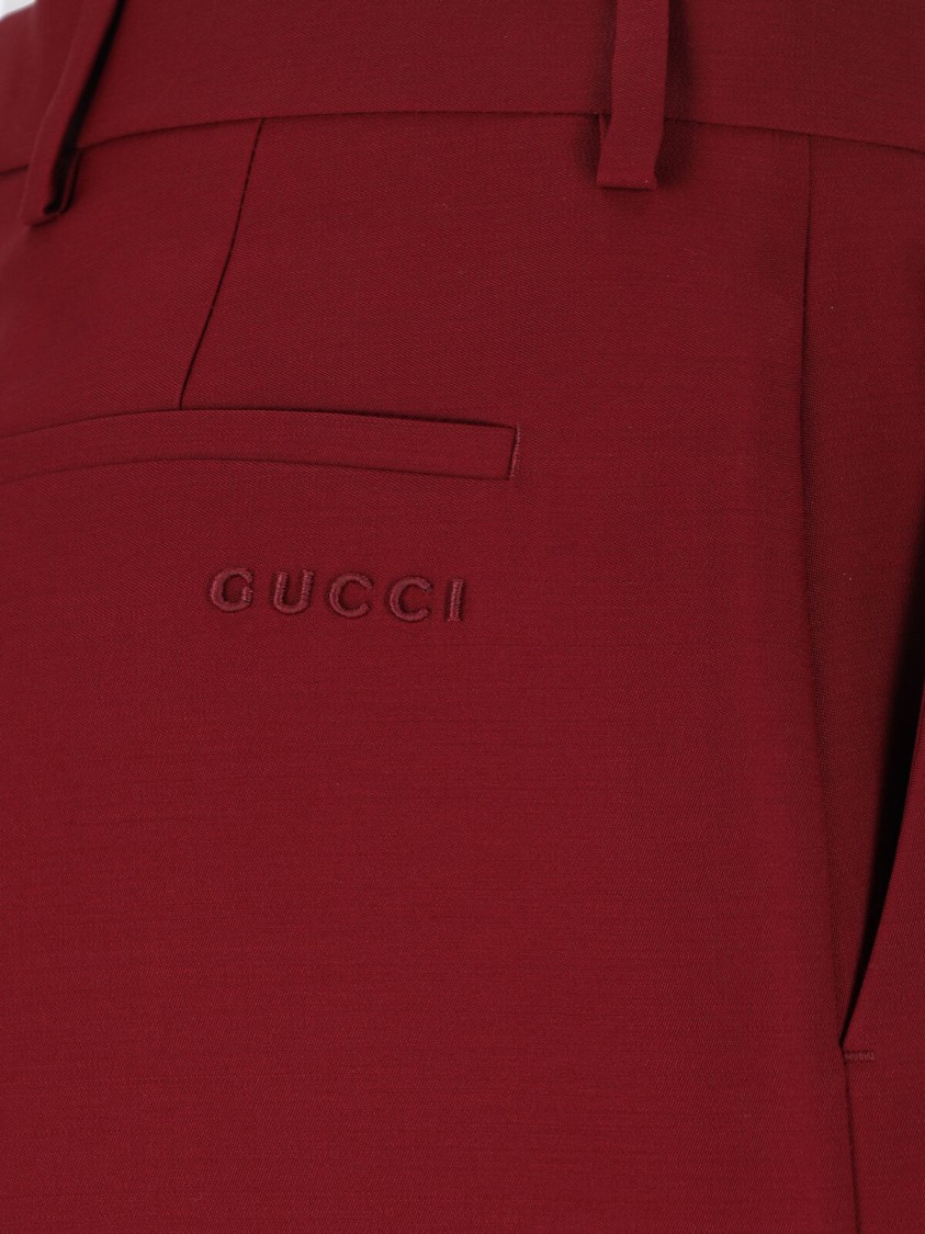 Gucci Wool Trousers With Front Pleats And Pockets In Red