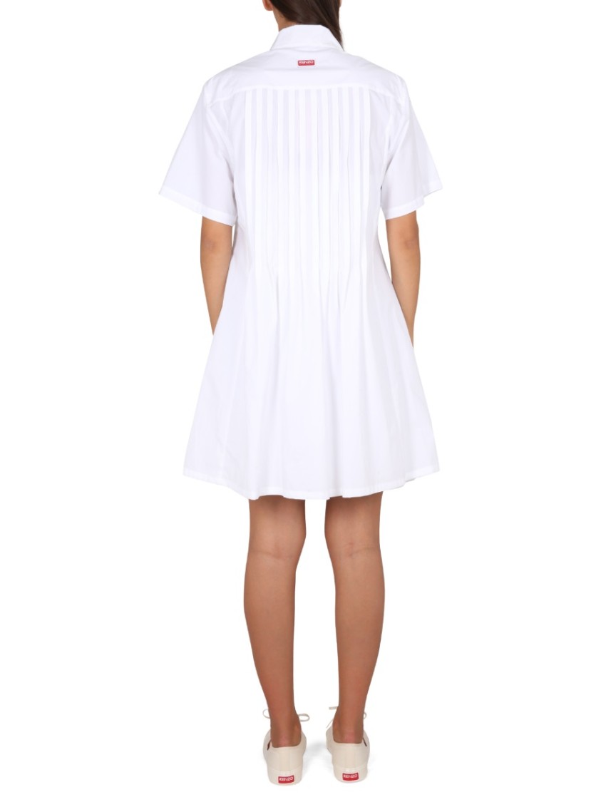 Kenzo Pleated Chemise Dress Mini in White | THE LIST