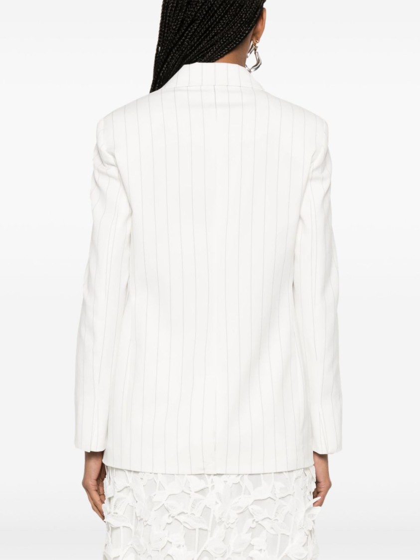 Shop Liu •jo Liu Jo Double-breasted Pinstripe Blazer With Structured Shoulders