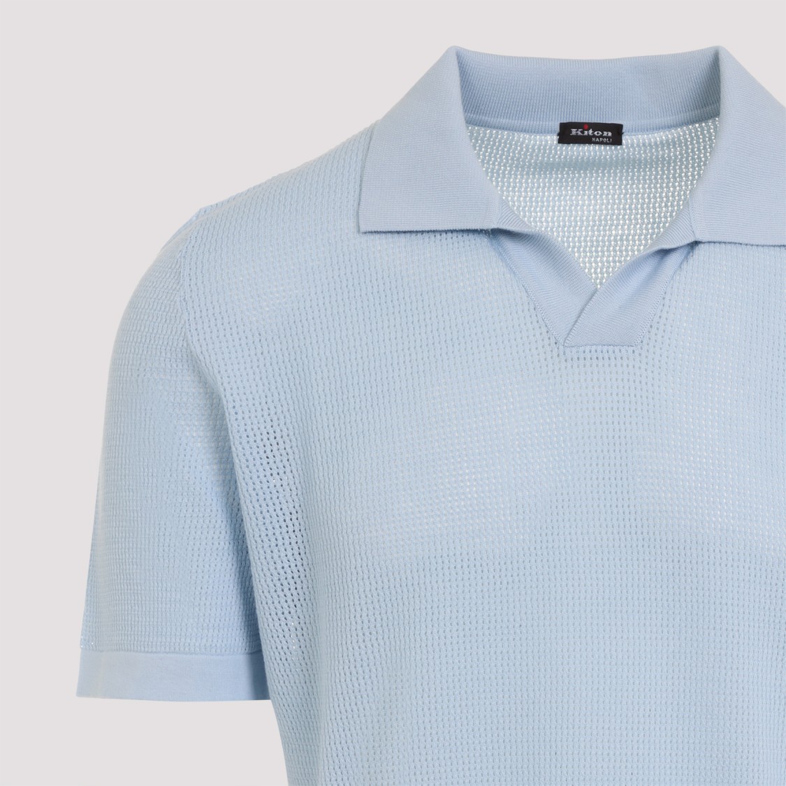 KITON KITON BABY BLUE COTTON POLO