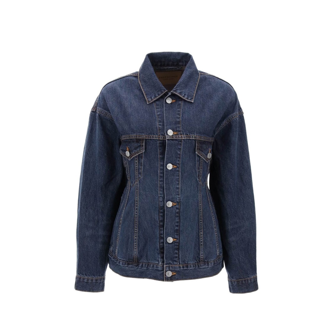 Balenciaga Collared Button-up Denim Jacket In Black