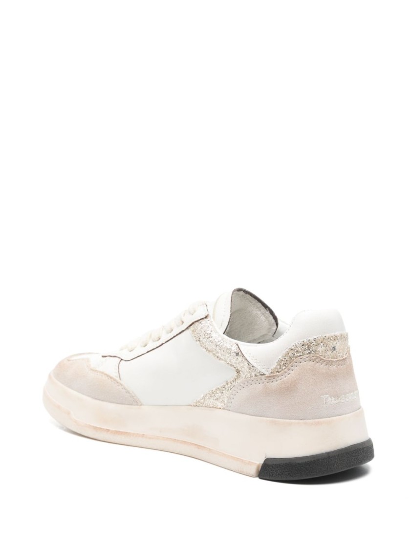 Ghoud White And Beige Sneakers With Textured Accents In White