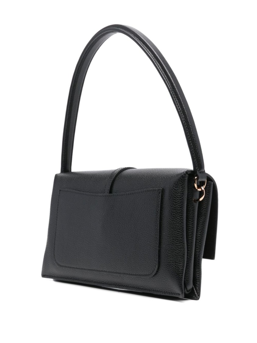Tod's Structured Leather Handbag With Gold-tone Logo Clasp In Black
