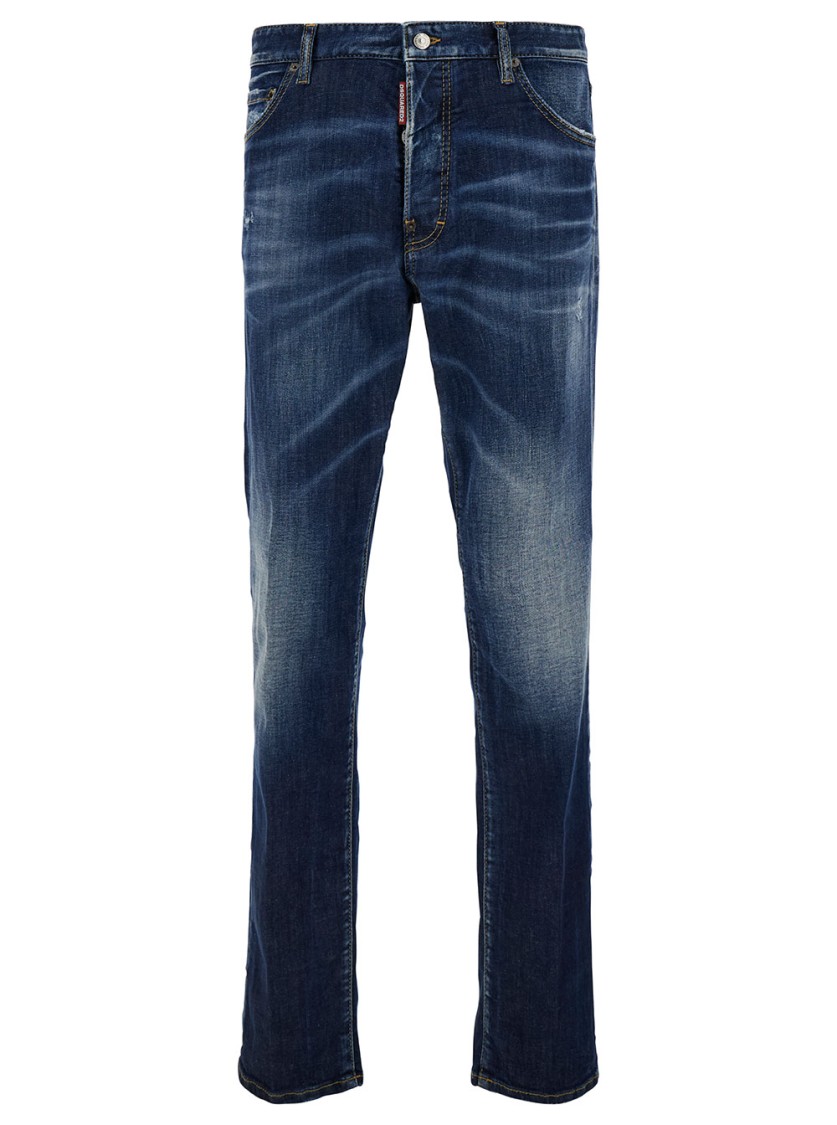 Dsquared2 'cool Guy' Blue Jeans With Logo Patch In Blue
