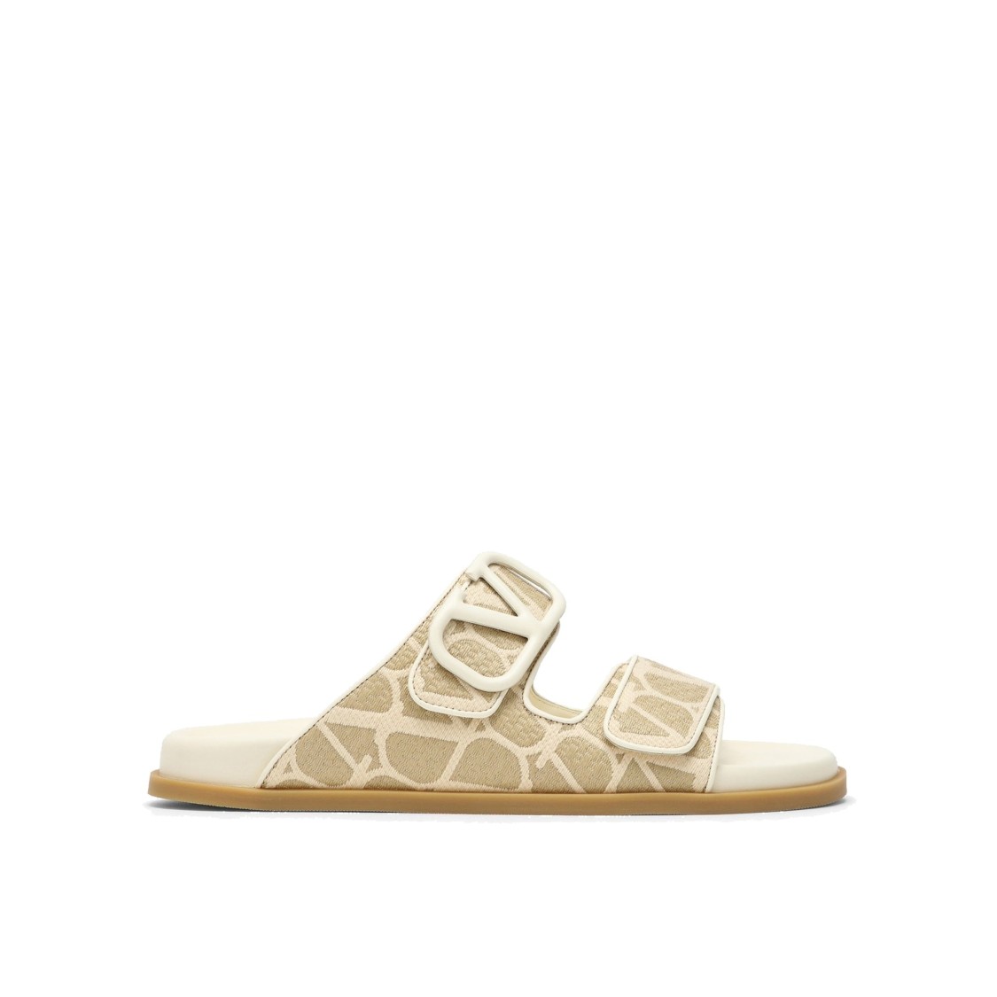 Valentino Vlogo Toile Iconographe Slide Sandal In Neutrals