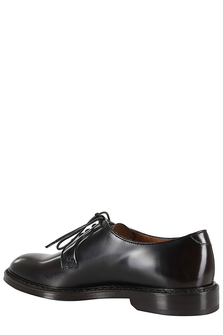 Doucal's Derby Lace-ups In Dark Brown Leather In Brown