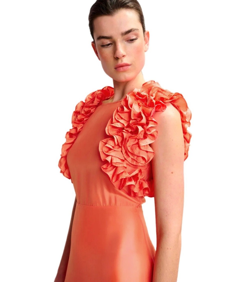 Shop Essentiel Antwerp Hexico Coral Midi Dress