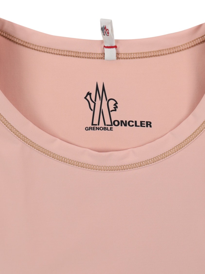 Moncler Sleeveless Crew Neck Contrast Stitching In Pink