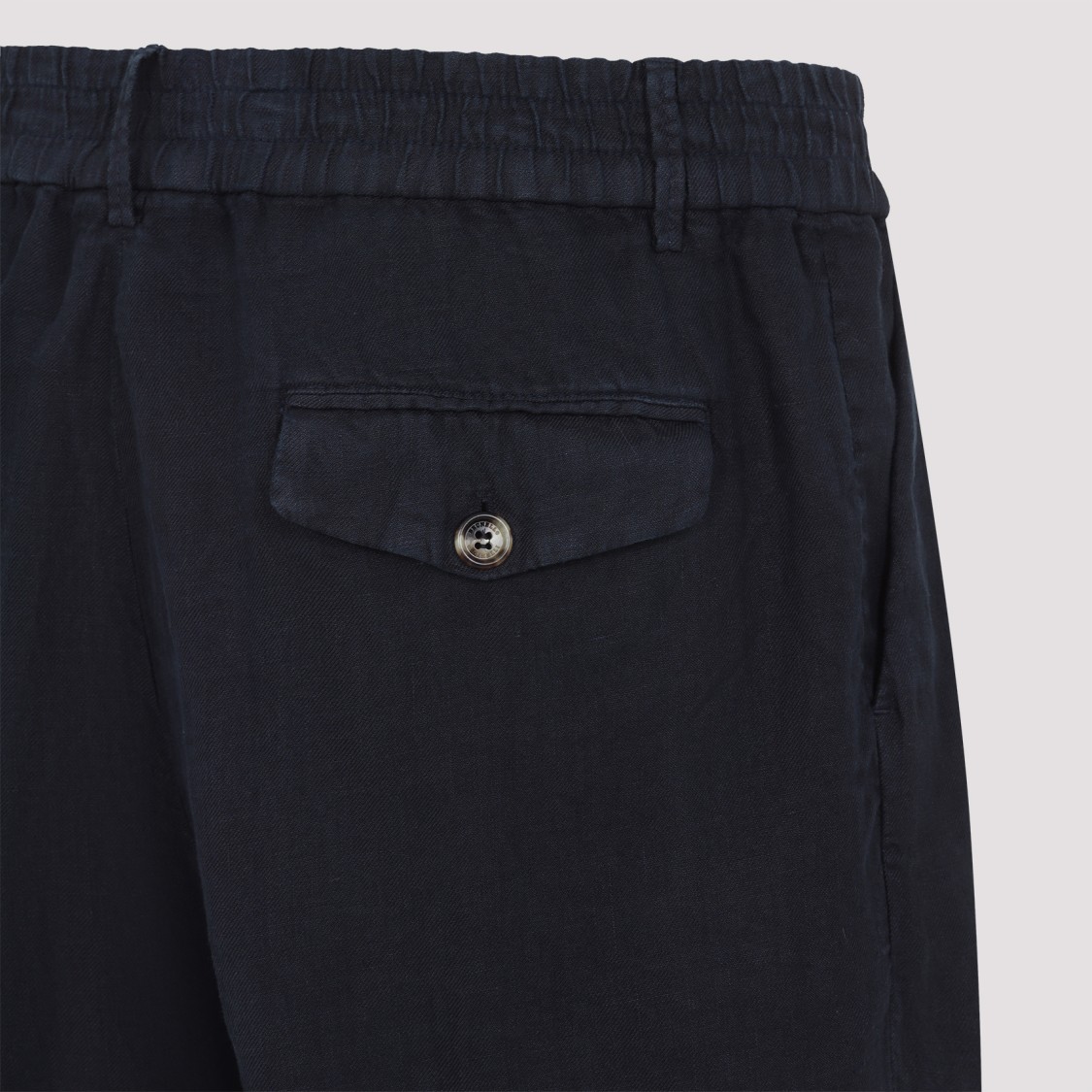 Brunello Cucinelli Elastic Waistband Linen Bermuda Shorts In Blue