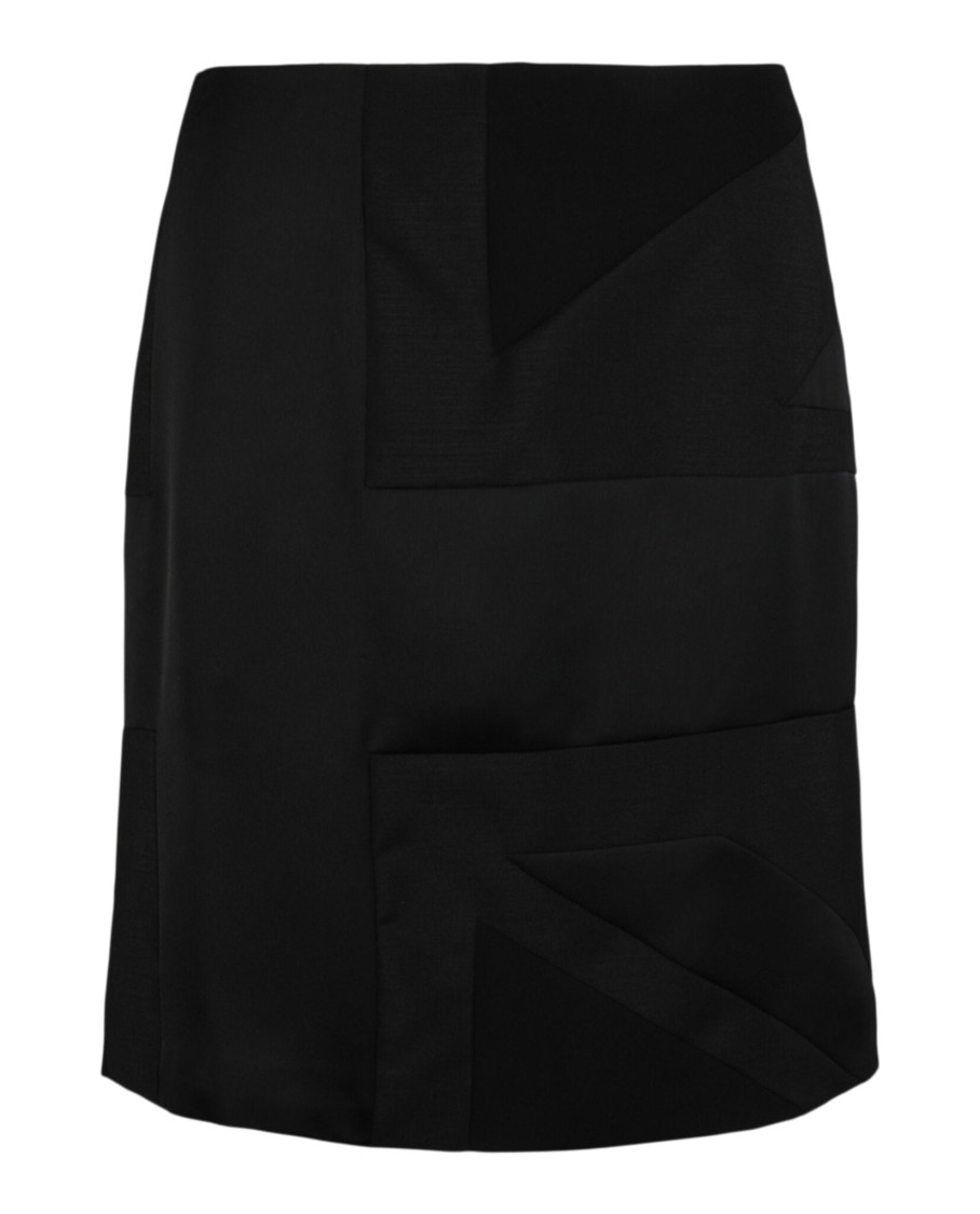Burberry Intarsia Draped Skirt Woman Midi Skirt Black Size 8 Polyester In Black