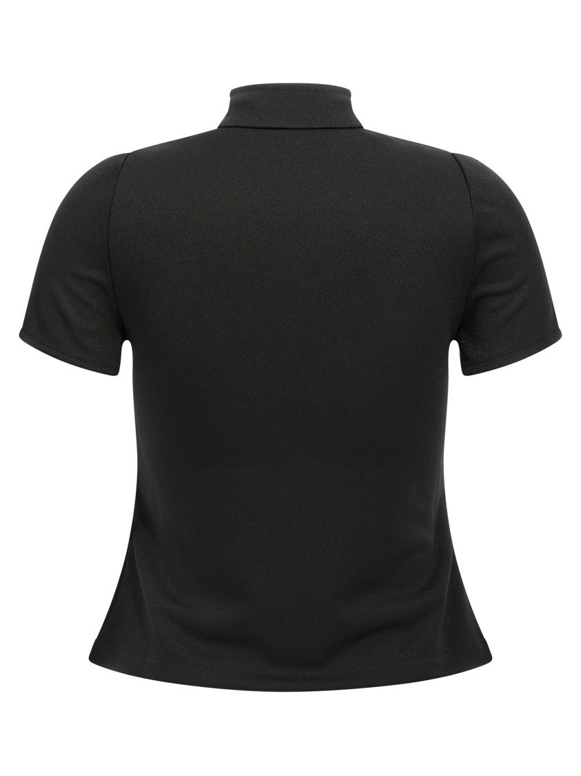 Courrèges Zip-up Short-sleeve Top In Black