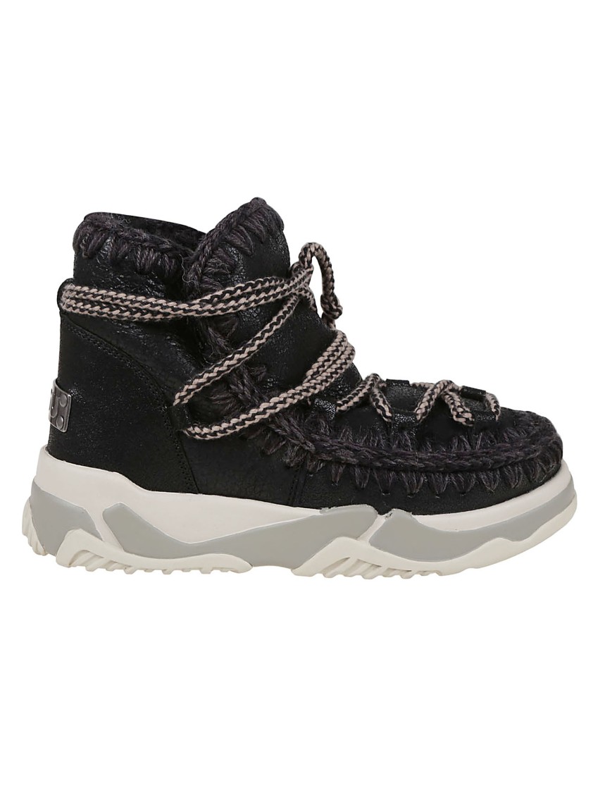 MOU MOU CHUNKY SOLE BLACK ANKLE BOOTS 
