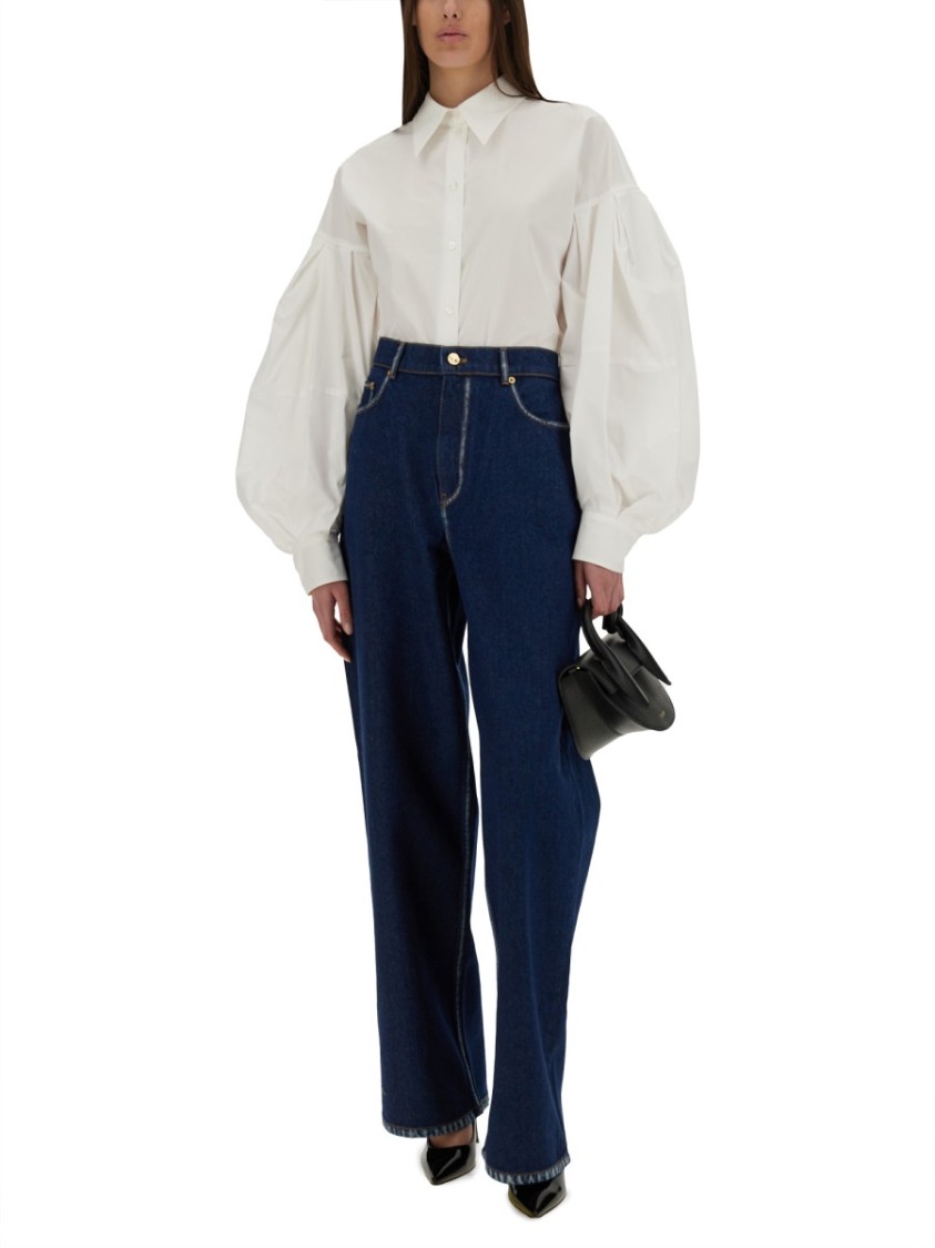 Nina Ricci Collared Shirt Puff Sleeves In White