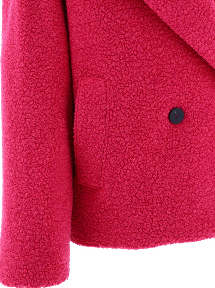 Harris Wharf London Double-breasted Boucle Wool Coat In Purple