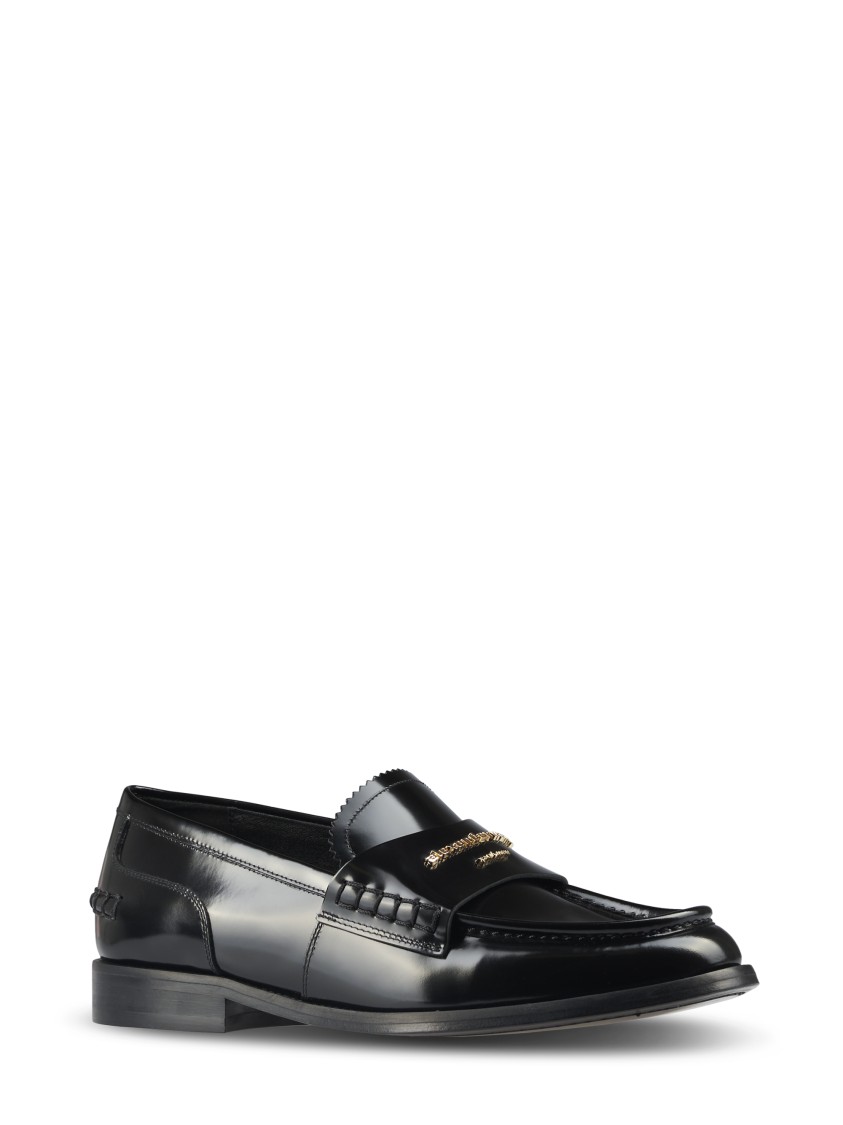Alexander Wang Glossy Black Loafers With Decorative Strap And Elegant Silhouette In Black