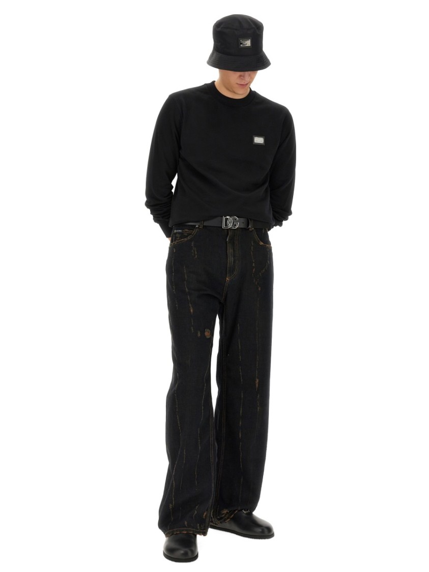 Shop Dolce & Gabbana Sweatshirt With Logo Plaque In Black