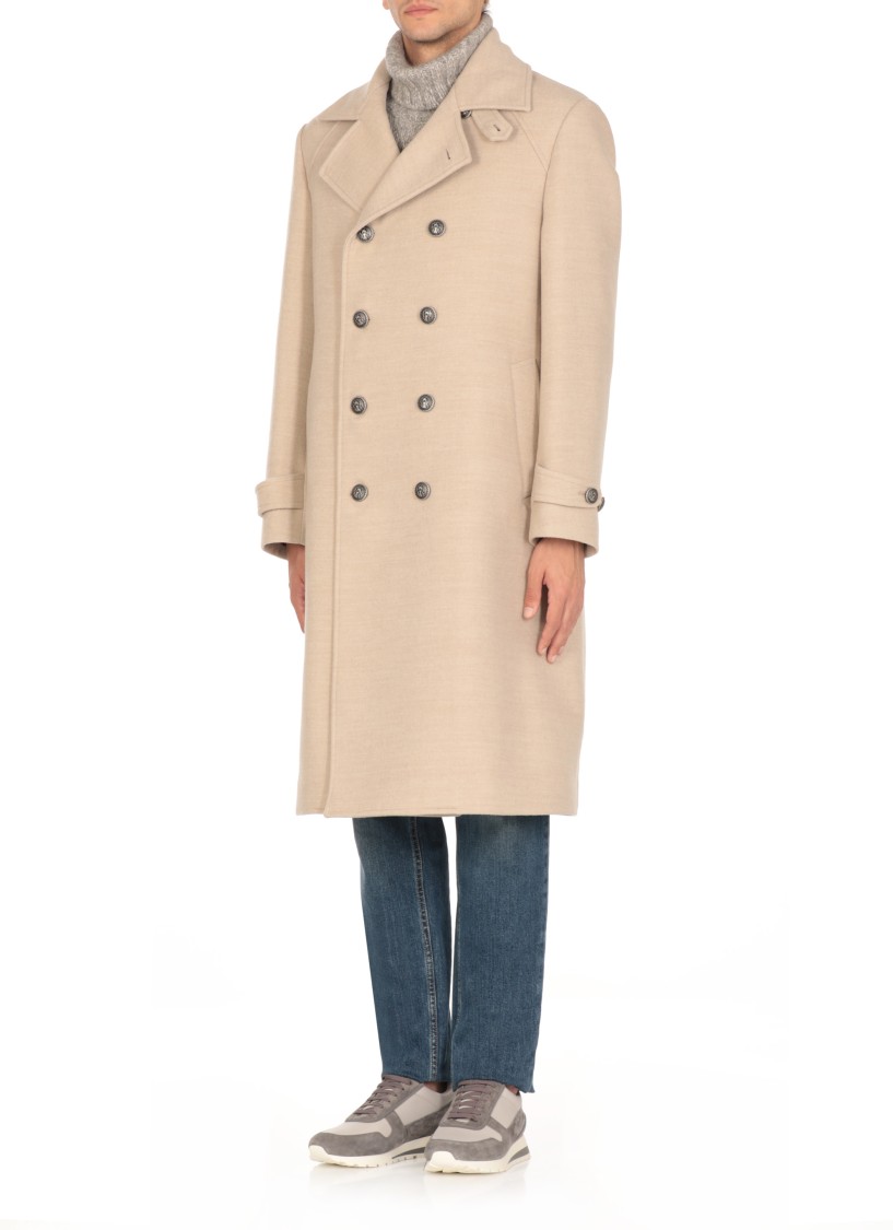 Brunello Cucinelli Double-breasted Coat In Neutrals