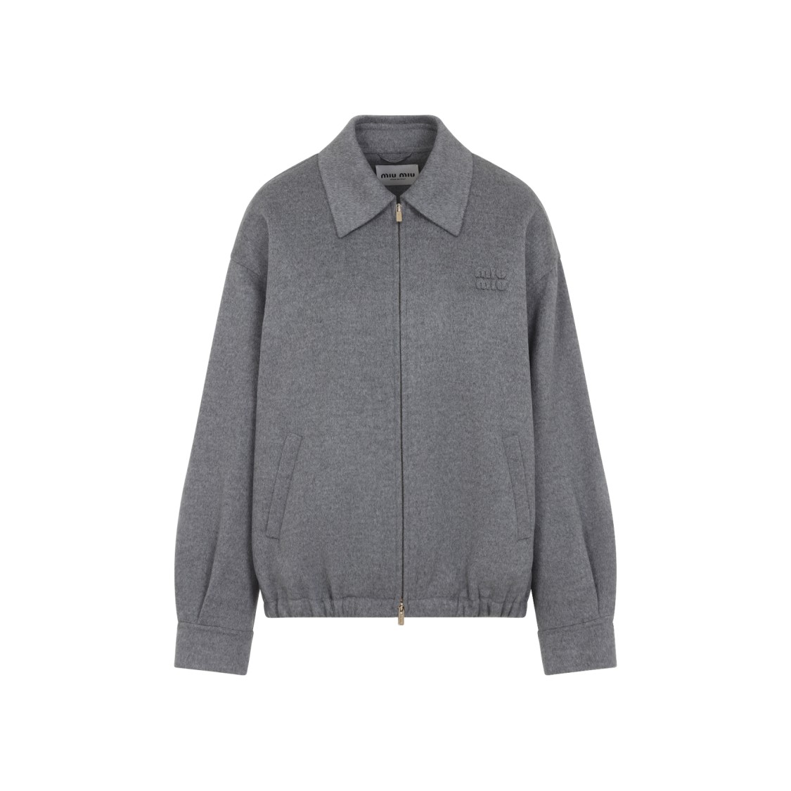 Miu Miu Cashmere Blend Jacket With Classic Collar In Gray