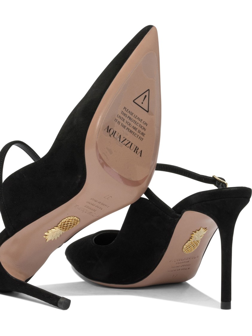 Aquazzura Pointed Toe Pumps With Ankle Strap In Black