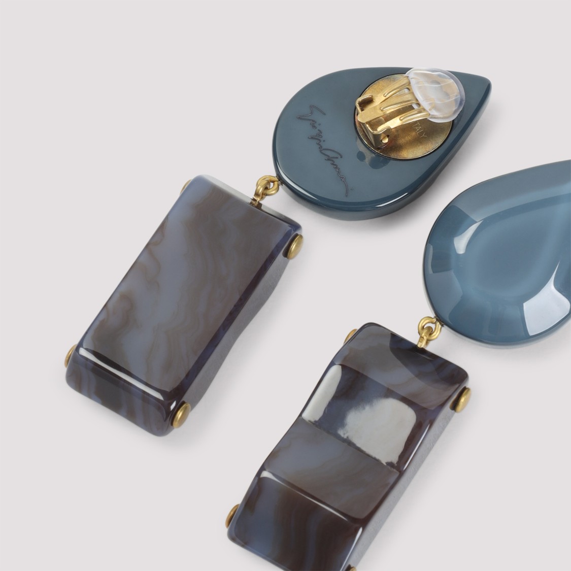 Giorgio Armani Teardrop-rectangular Stone Clip-on Earrings