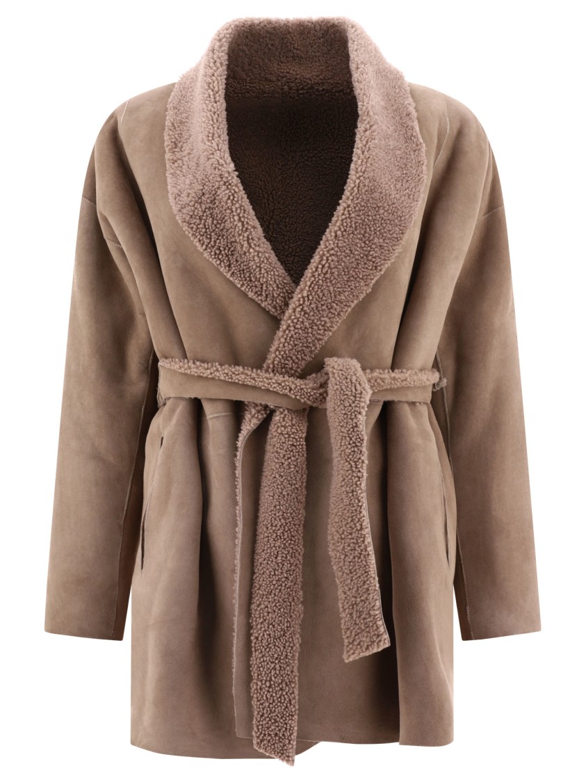 Salvatore Santoro Shearling-trimmed Suede Coat In Brown