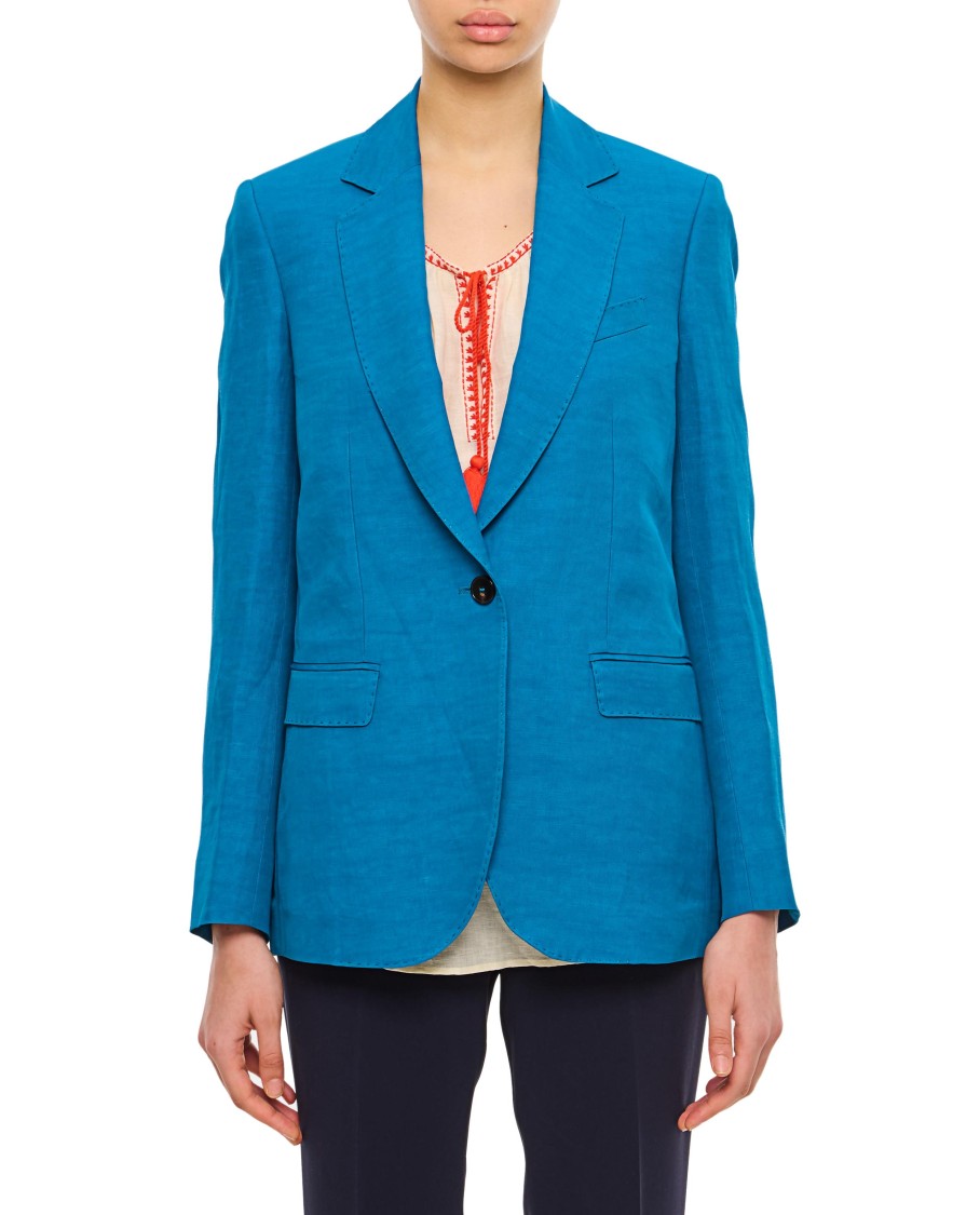Alberto Biani Tailored Blue Jacket With Notched Lapel In Blue