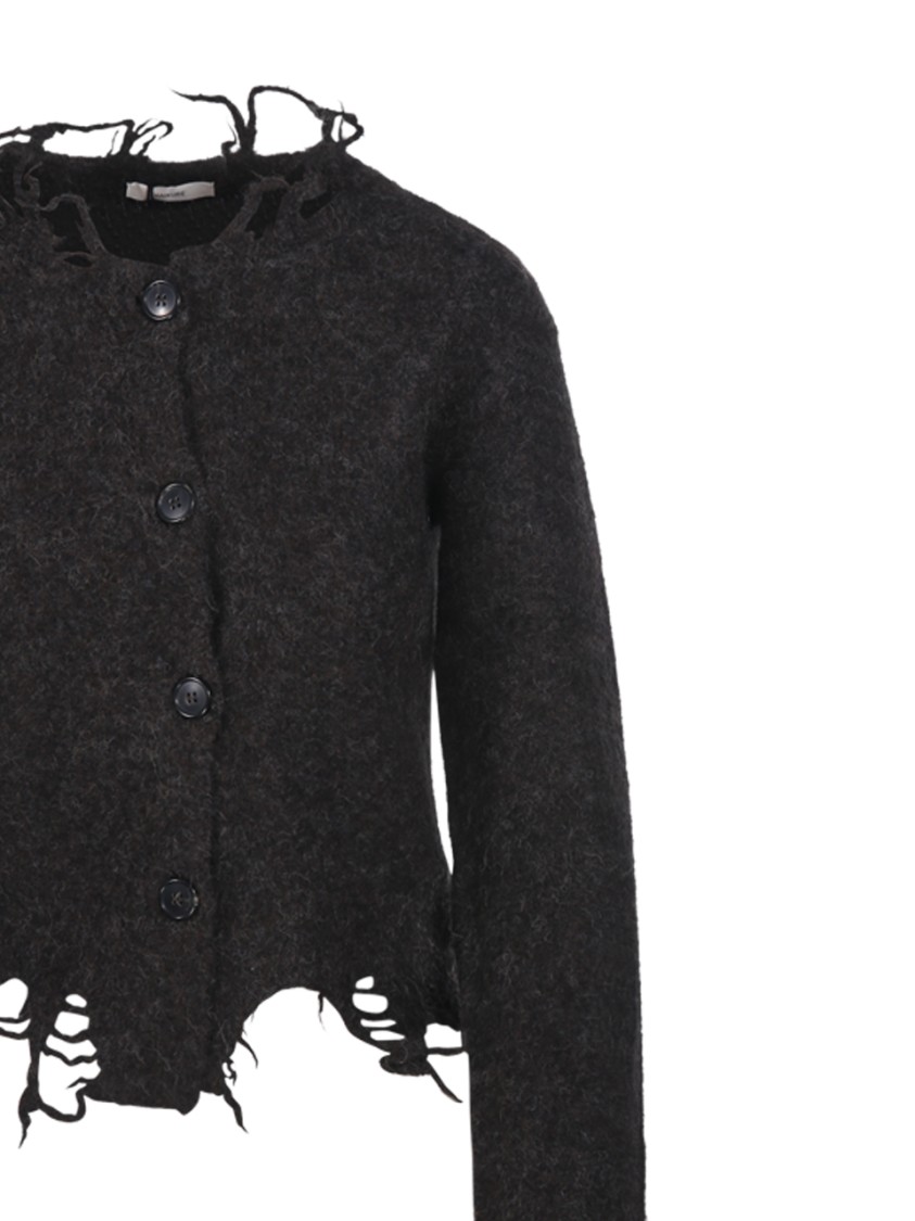 Haikure Jill Sweater With Long Sleeves And Distressed Edges In Black