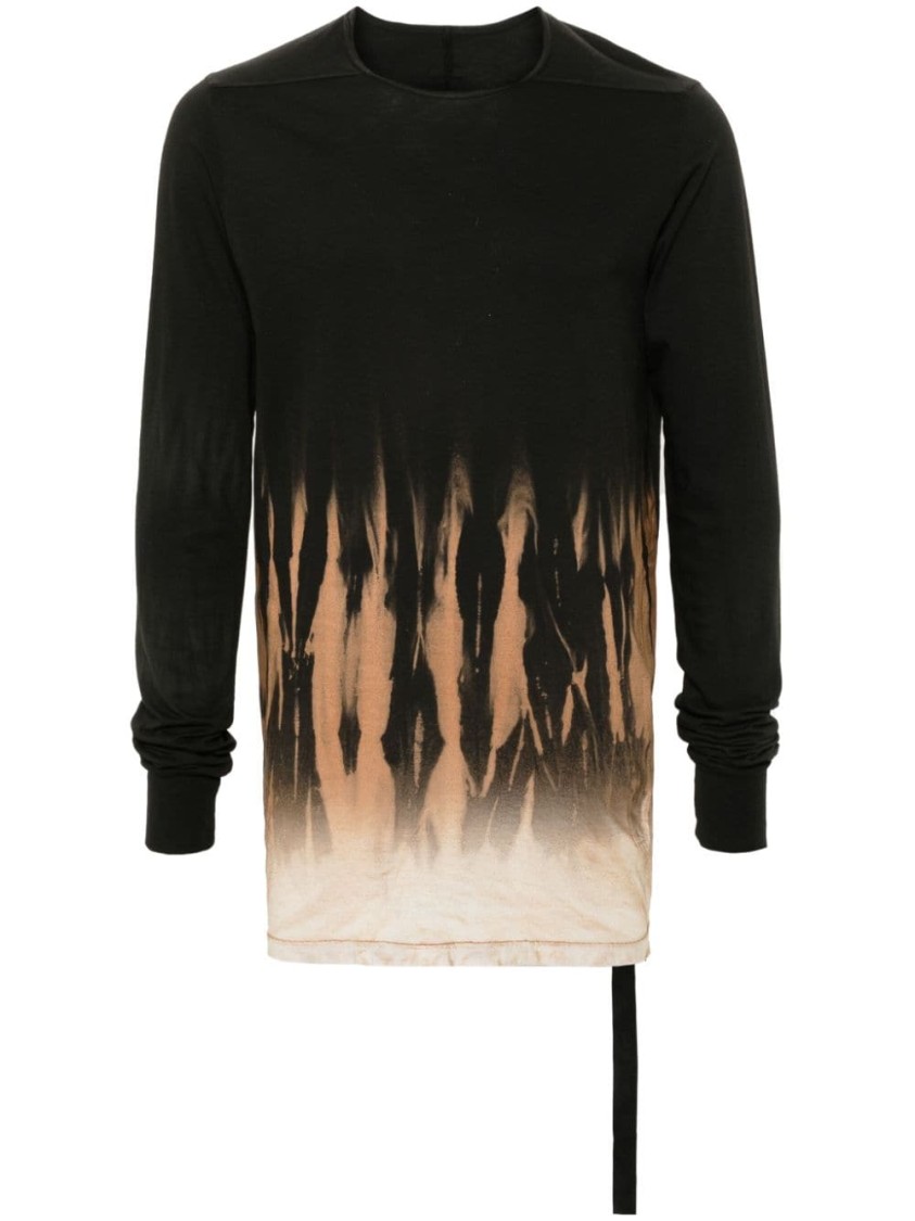 Rick Owens Drkshdw Abstract Print T-shirt Drawstring Detail In Black